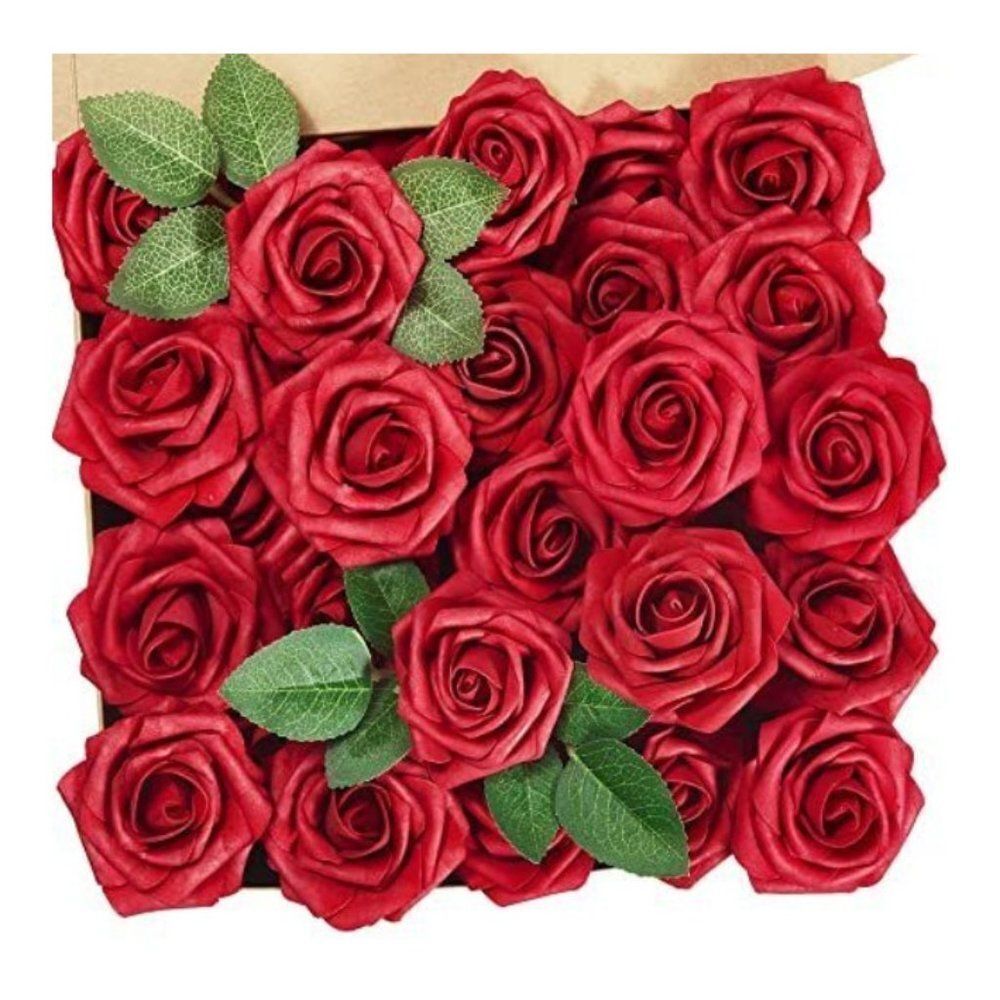 Innogear Artificial 49 Piece‎ Dark Red Roses Wedding Decoration